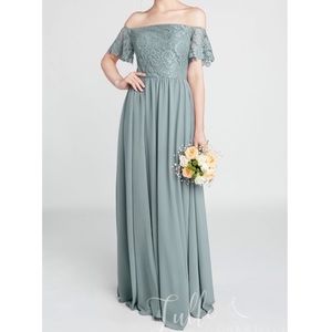 gorgeous lace off-the-shoulder gown (with slit)